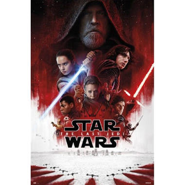 Star Wars Group Cast The Last Jedi Episode 8 Movie Framed On Paper Print